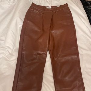 Aritzia Brown Vegan Leather Pants